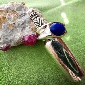 Mens silver ring with Lapis stone